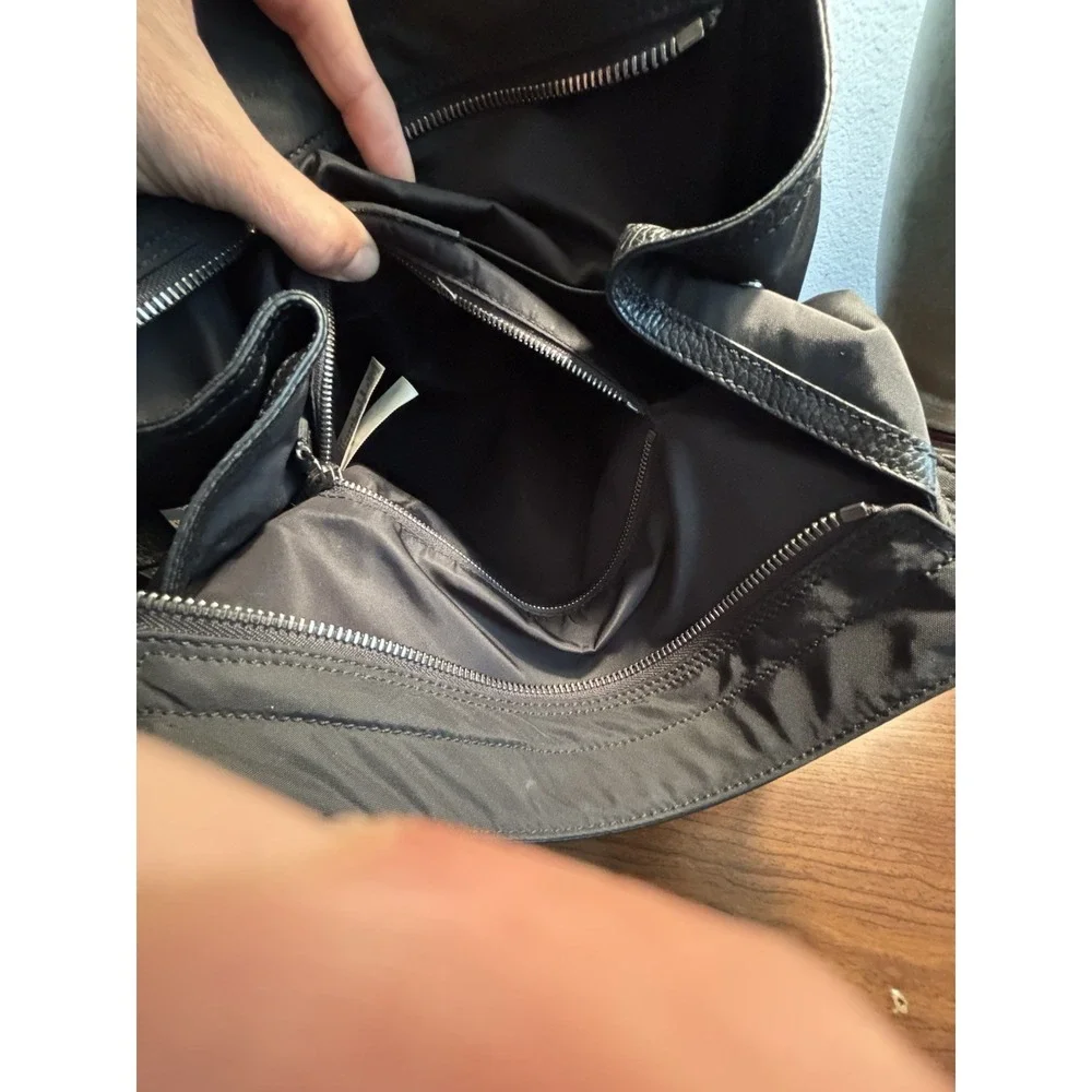 Authentic Burberry Black Nylon Logo Graphic Tote Bag – Leather Trim